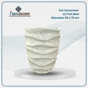 Pot Terazzo Motif Abstrak Putih 50 x 70 cm