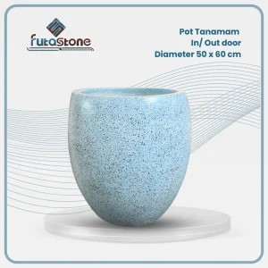 Pot Terazzo Reguler Biru Muda 60 x 65 cm