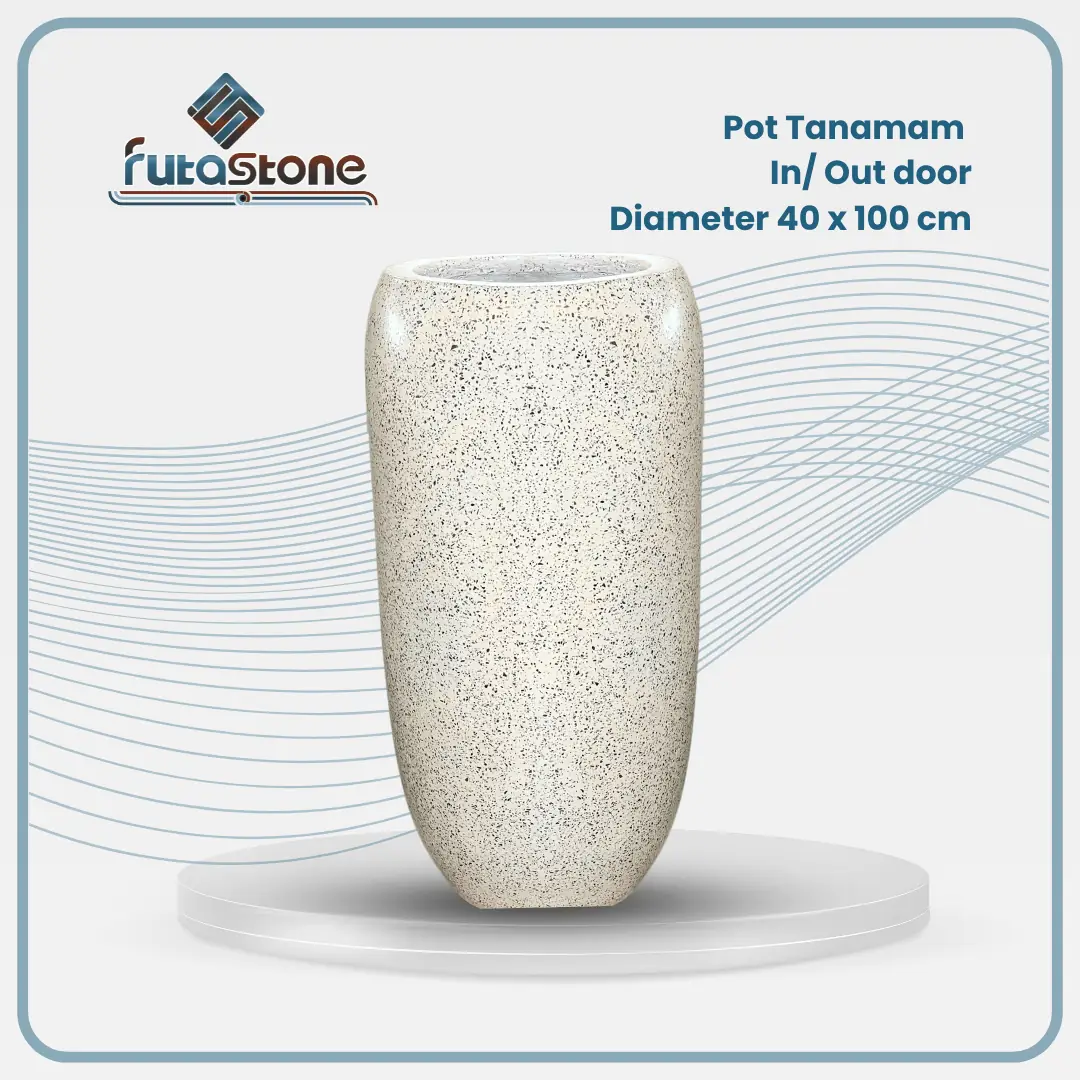 Pot Terazzo Reguler Crem 40 x 100 cm