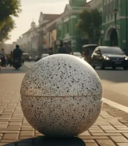 Bollard terazo bentuk bollard di trotoar