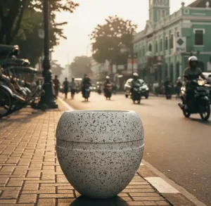 Contoh penerapan bollard bentuk telur puyuh