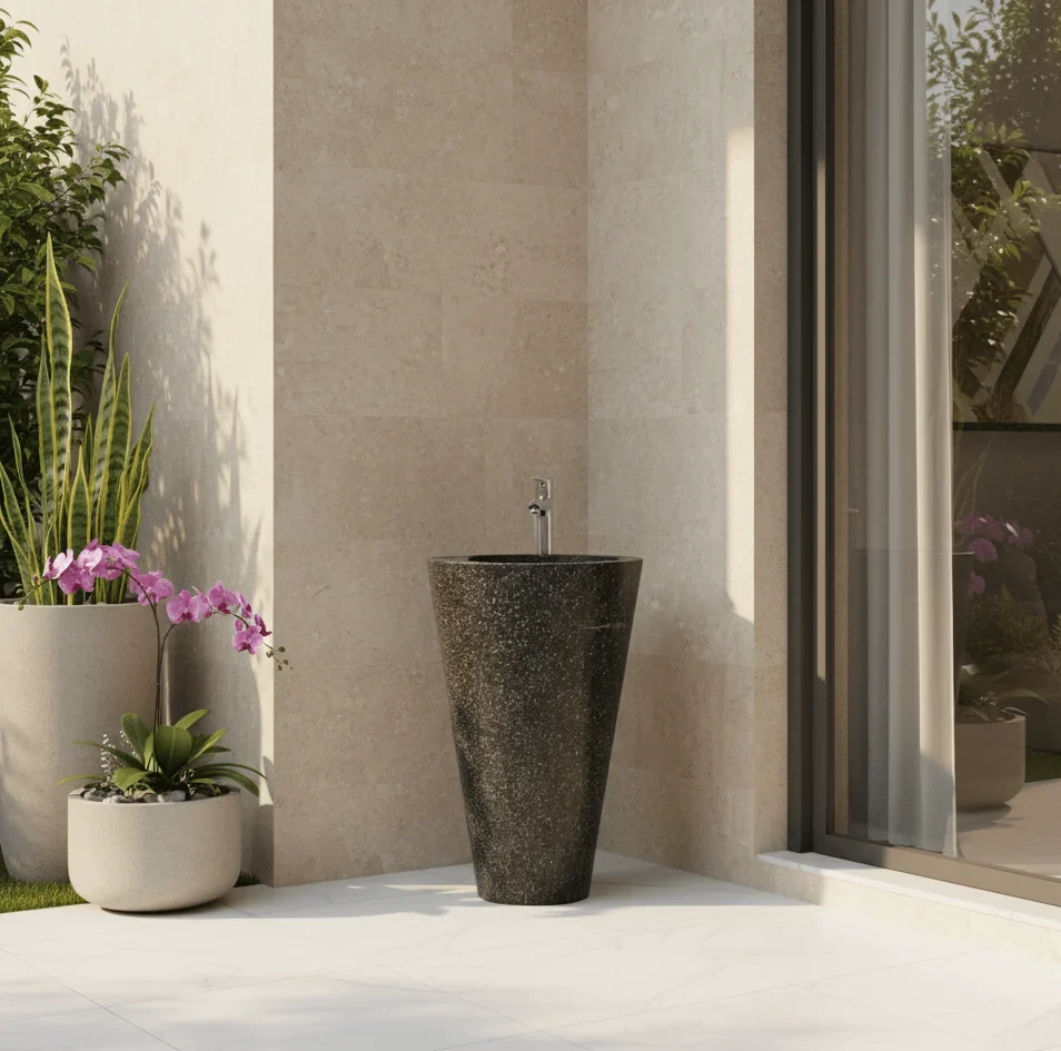 Wastafel Terazo (Teraso) Standing Kerucut