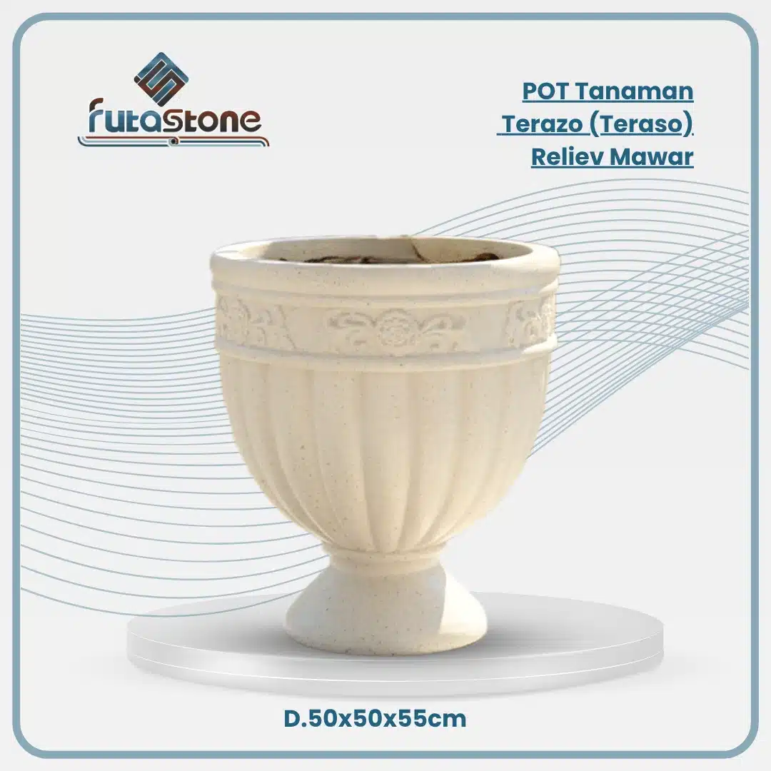 pot tanaman terazo (teraso) relief mawar