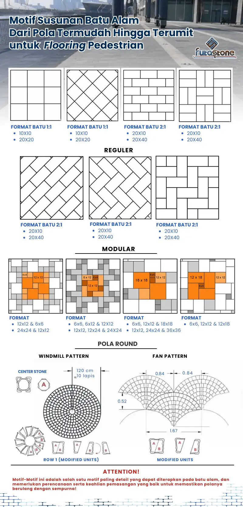Jenis-jenis Pola Pemasangan Flooring Batu Alam